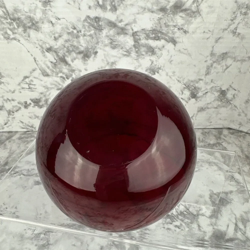 Vintage Ruby Red Glass Tilt Orb Ball Shape Angel Cut‎ Bowl Candy Dish